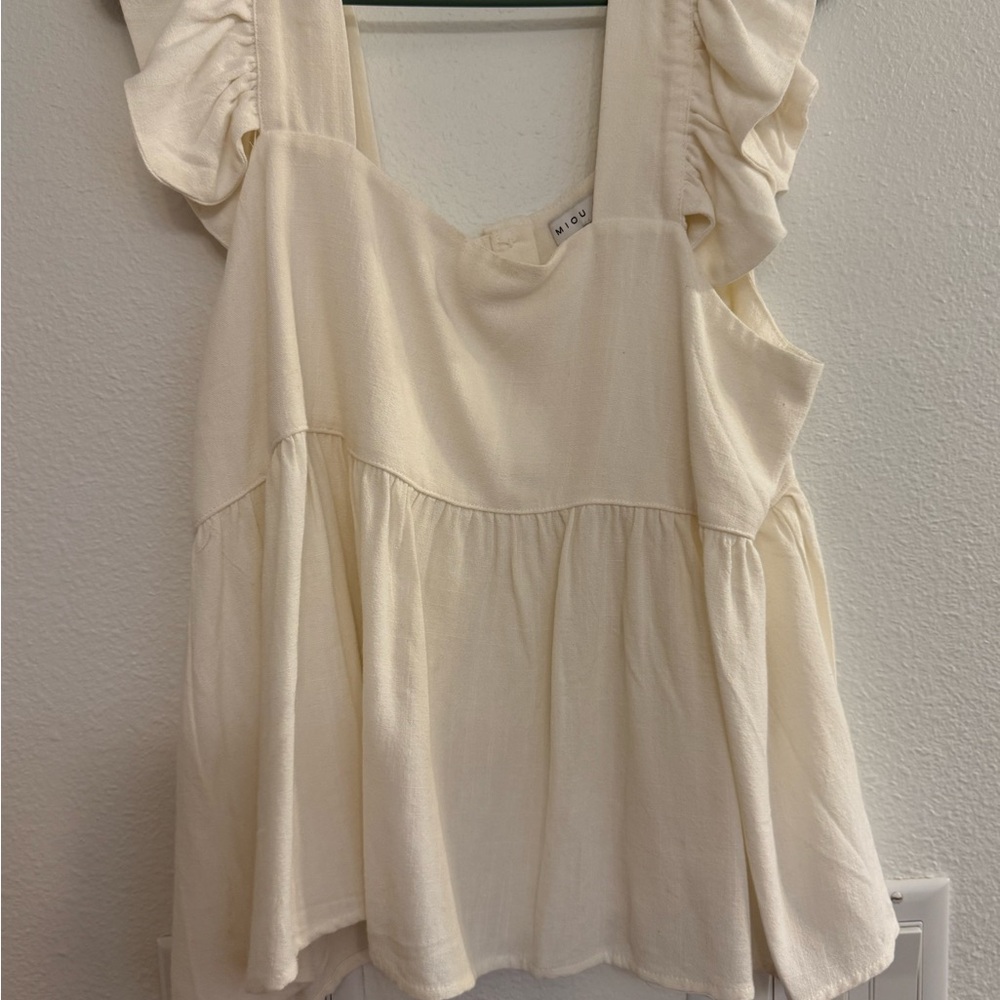 Ovi Cream Ruffled Blouse